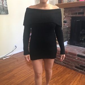 Guess Black off shoulder knit sweater dress